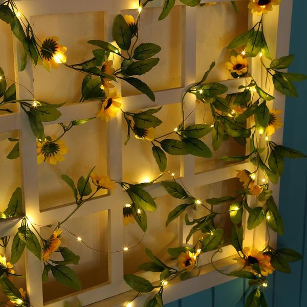

strings 2/5/10m solar led sunflower leaf fairy light outdoor garland decoration window door pendant wedding festival party decor
