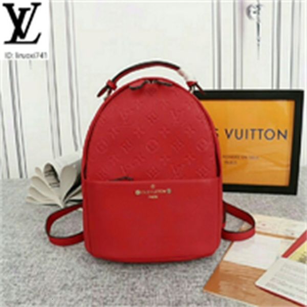 

brand designer luxury 4pu3 m44019 full leather printed backpack red women backpacks fashion women shows oxidized leather business bags totes