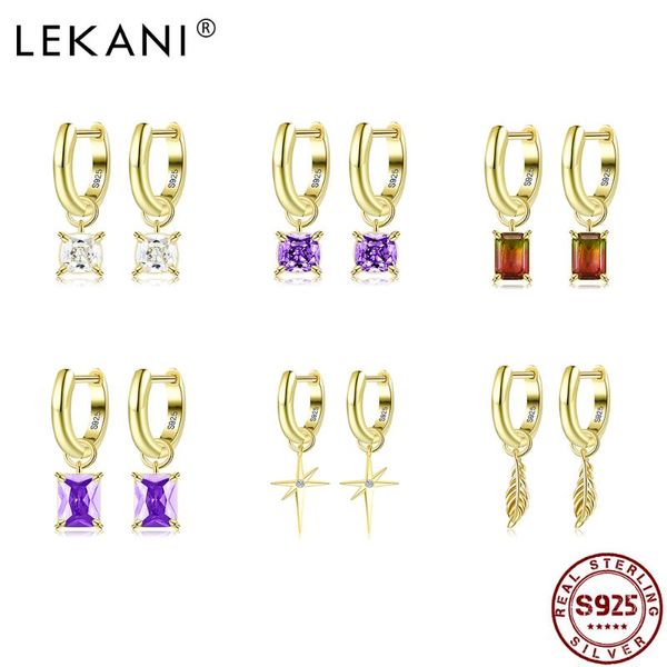 

geometry square cz dangle earrings for women 925 sterling silver bright star drop earring charms gold color jewelry & chandelier