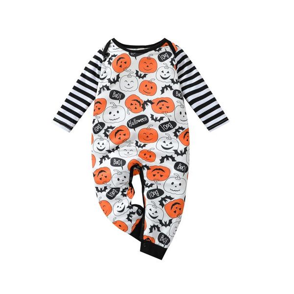 

jumpsuits cathery baby halloween jumpsuit, pumpkin stripes long sleeves romper with buttons for toddler girls, boys, 0-24 months, Blue