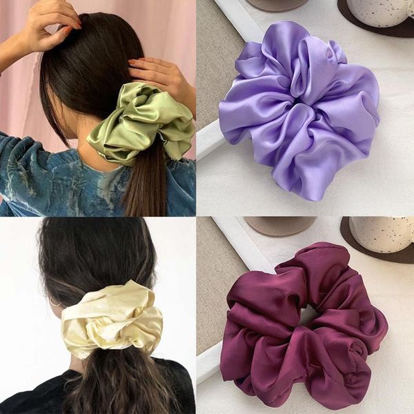 

hair accessories oversized scrunchies big rubber ties elastic bands girs ponytail holder smooth satin scrunchie women