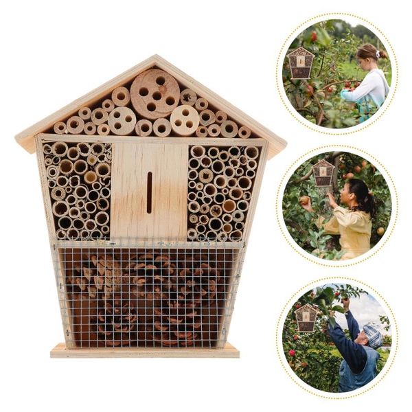 

hooks & rails bee house natural wood hive habitat for attracting pollinators