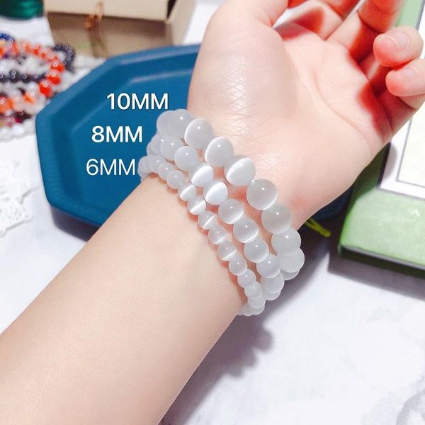 

beaded, strands sweet fashion lucky crystal cat's eye stone hand strings bracelet beautiful fu character pendant jewelry, Black