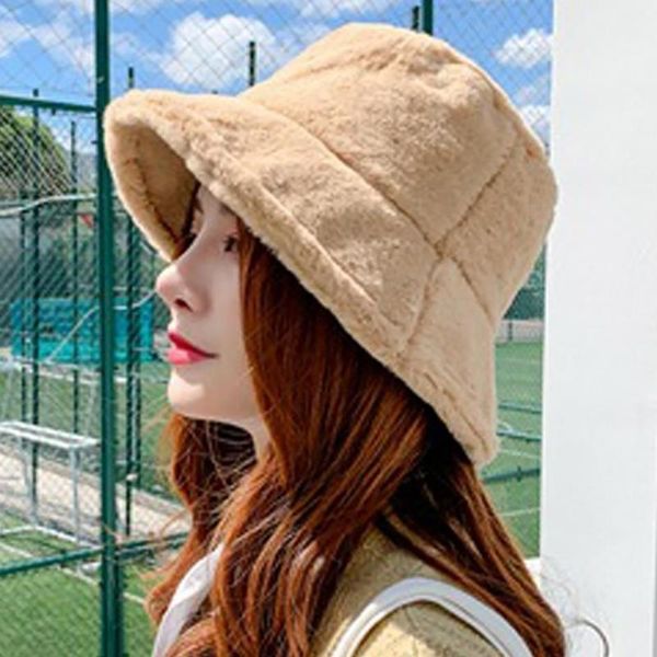 

wide brim hats 2021 hat design men women outdoor multicolor rainbow faux fur leopard pattern bucket ladies winter soft warm, Blue;gray