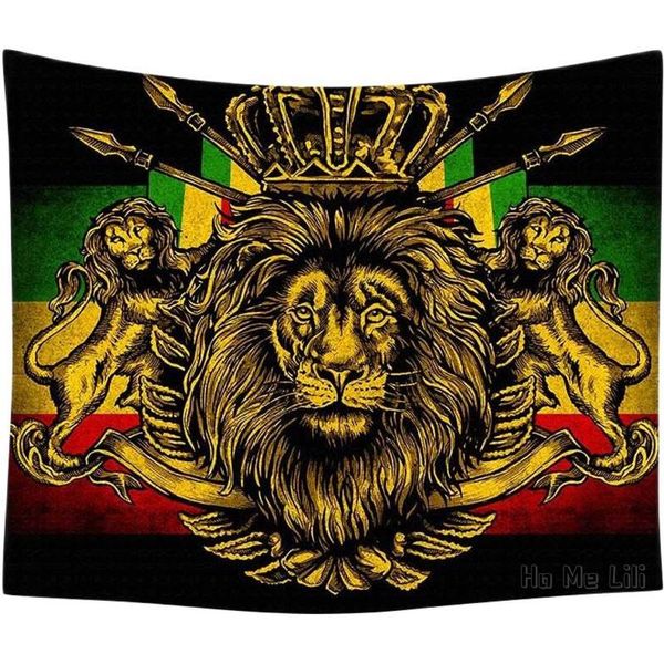 Arazzi Lion Crown Flag Hippie Art Wall Hanging By Ho Me Lili Tapestry for Living Room Bedroom Decor