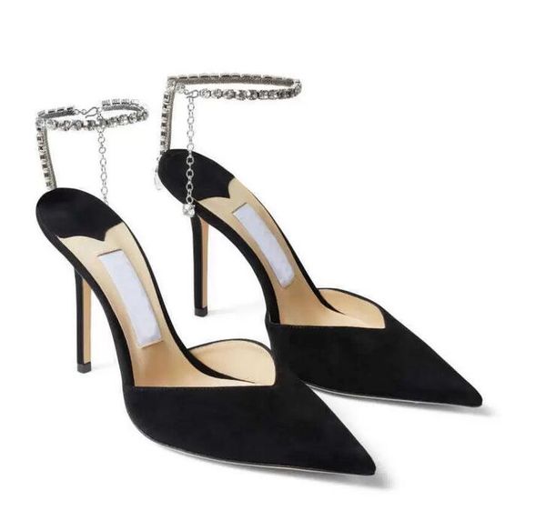 

famous lady wedding women pumps bing slipper high heels crystal straps stiletto heel pointed toe party eu35-43,with box, Black