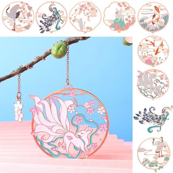 

other home decor chinese style brass peacock bookmark group fan book clip pagination mark metal tassel stationery kid xmas gift crafts art