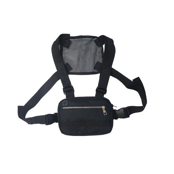 

backpack men chest bag small hip hop streetwear functional cross shoulder adjustable bags waist packs black