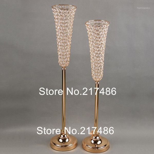 

party decoration metal gold candle holders road lead table centerpiece stand pillar candlestick for wedding crystal candelabra flowers vases