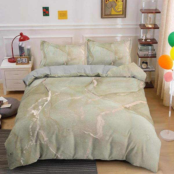 

customize marble green pink bedding set 2/3pcs bedclothes nordic home duvet cover pillowcases single twin double size sets