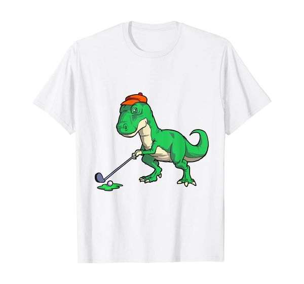 

funny t rex dinosaur golf gifts shirts for men golfer t-shirt, White;black