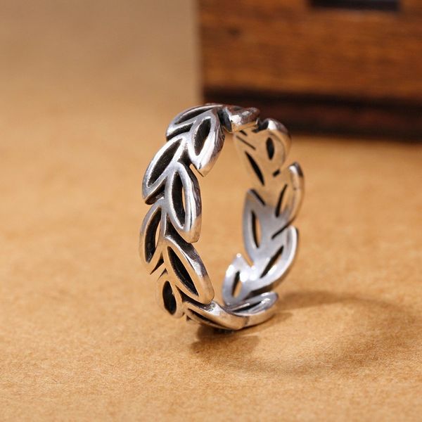 Серебряные листья кольца ретро растение полые кольца мода ювелирные изделия для женщин будут и песчаные винтажные