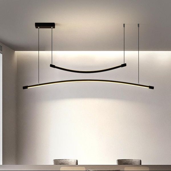 

pendant lamps nordic restaurant lamp led strip light modern creative personality dining table bar chandelier geometric line