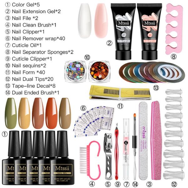 

nail art kits poly building gel polish manicure set pure color kit soak off uv care tool