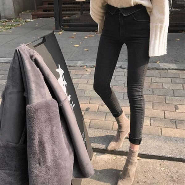 

women's jeans women's spring summer stretch flanging denim women jeggings tassel high waist pants capris female skinny pencil jean, Blue