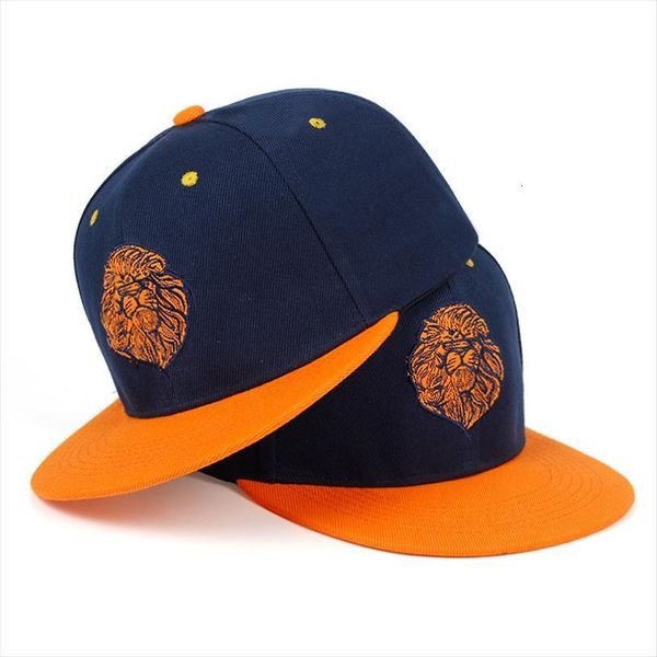 

lion face embroidery snapback cap cool king hip hop hat for boys and girls, Blue;gray
