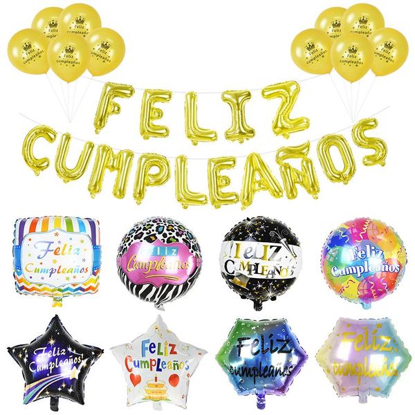 

party decoration spanish happy birthday balloons letter foil balloon kids baby shower helium inflatable ball globos