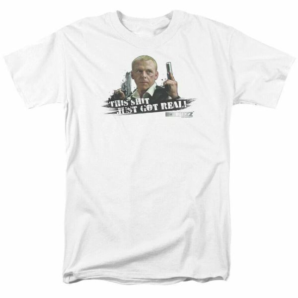 

fuzz just got real t shirt mens licensed police comedy movie tee white, White;black