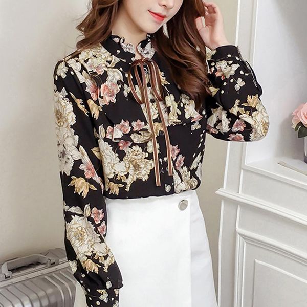 

fashion clothing 2021 women blouses chiffon blouse white shirts bow full ruffled floral ladies women's &