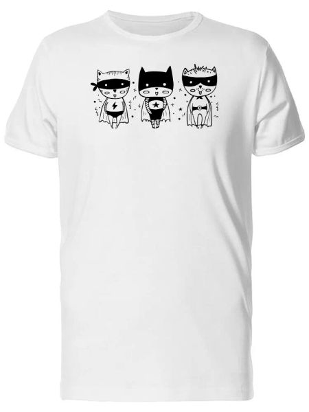 

superhero cats with masks & cape men's tee -image by shutterstock, White;black