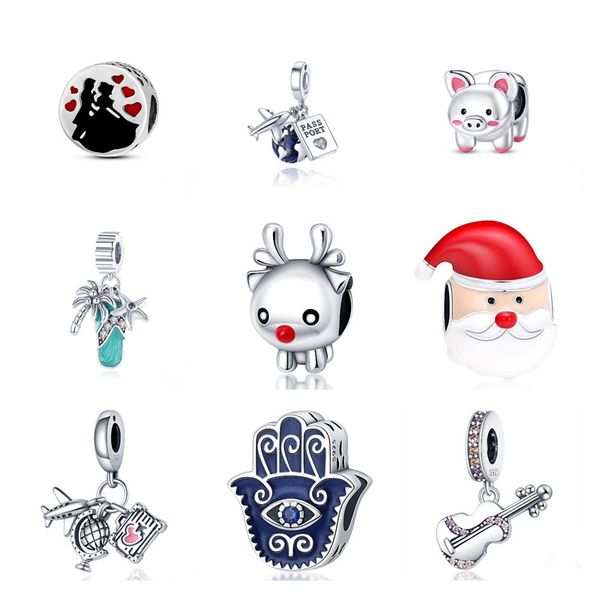 

charms of 925 fits pandora bracelet 925 silver women pendant jewelry galaxy starry sky charms beads with box, Black