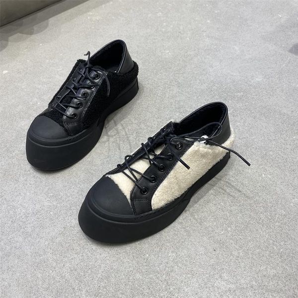 

dress shoes warm women furry sneakers platform 2021 winter female casual fur slip on lazy loafers thick bottom footwear, Black