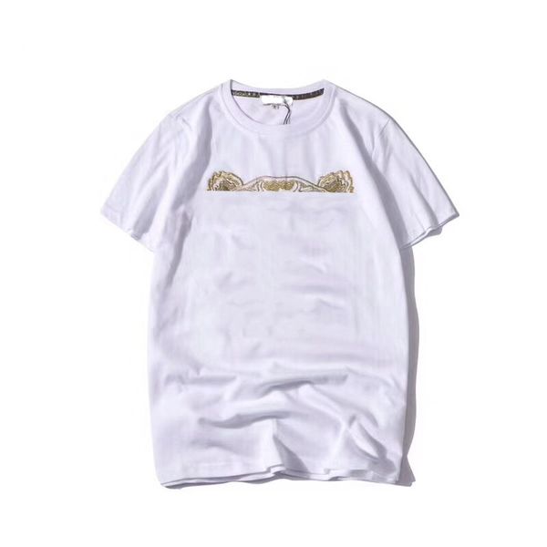 

fashion summer tees mens women t-shirt breathable loose short sleeve head patterns embroidery letters t shirts colors a2yt, White
