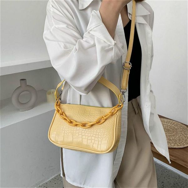 

fashion crocodile pattern women baguette handbags pu leather ladies shoulder crossbody bags vintage girls small tote armpit bag cross body