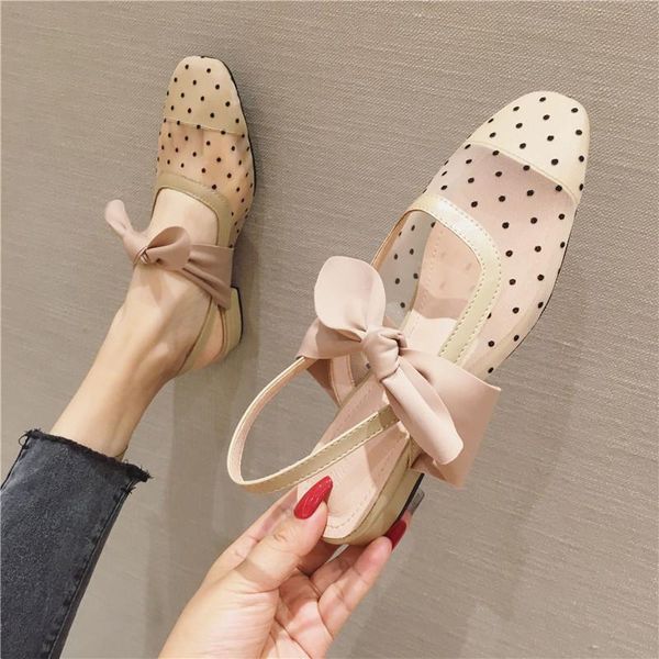 

single shoe women 2021 mesh ess sandals chunky heels commuter low shoes, Black