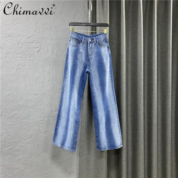 

women's jeans female high waist casual pants mop trousers 2021 spring loose slimming wide leg denim fashion, Blue