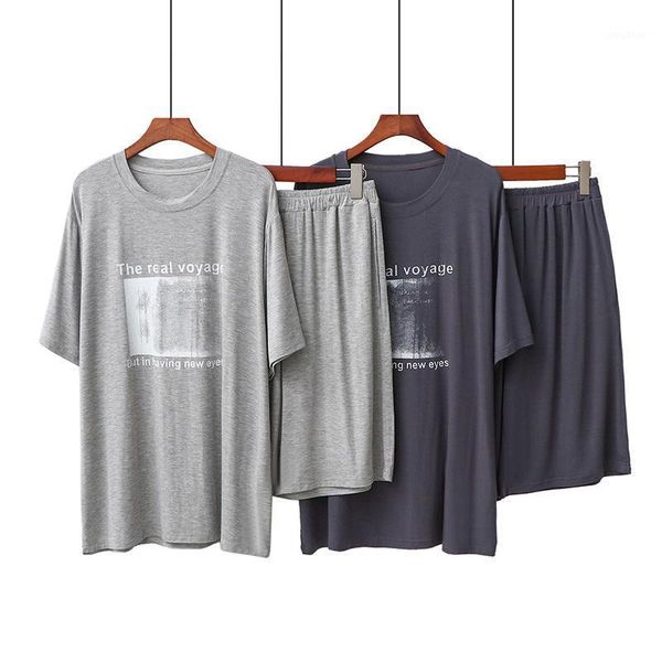

men's sleepwear 2021 summer round neck pijamas hombre verano manga corta thin modal pajamas men short-sleeved shorts and home clothes s, Black;brown