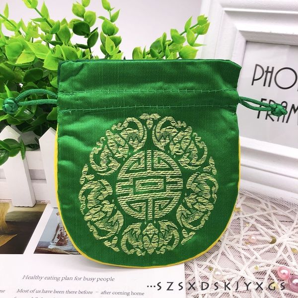 

1ol chinese style candy ruyi jewelry packaging boxes brocade sachet buddha pearl silk jewelry boxes candy silk storage bag fozhu bag, Black;white
