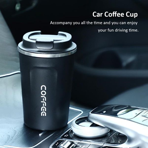 

water bottles coffee cup stainless steel leakproof insulated thermal car portable travel mug 380ml 510ml bottle