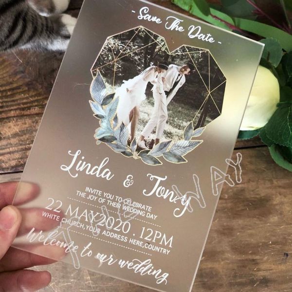 

custom printing clear acrylic card wedding invitations birthday/invitation/gift /pos greeting cards