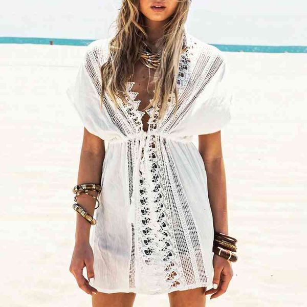 

women dress solid light blue v-neck short sleeve hook flower hollow single-breasted lace summer elegant women dress, Black;gray