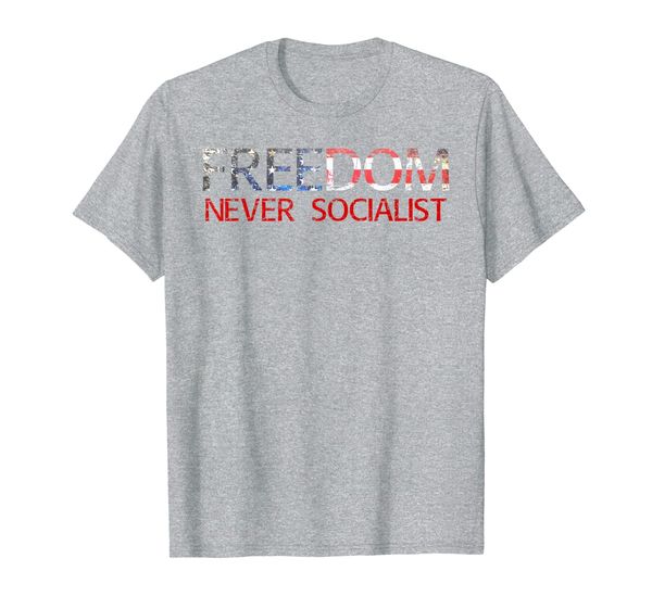 

never socialist anti-socialism republican t-shirt t-shirt, White;black