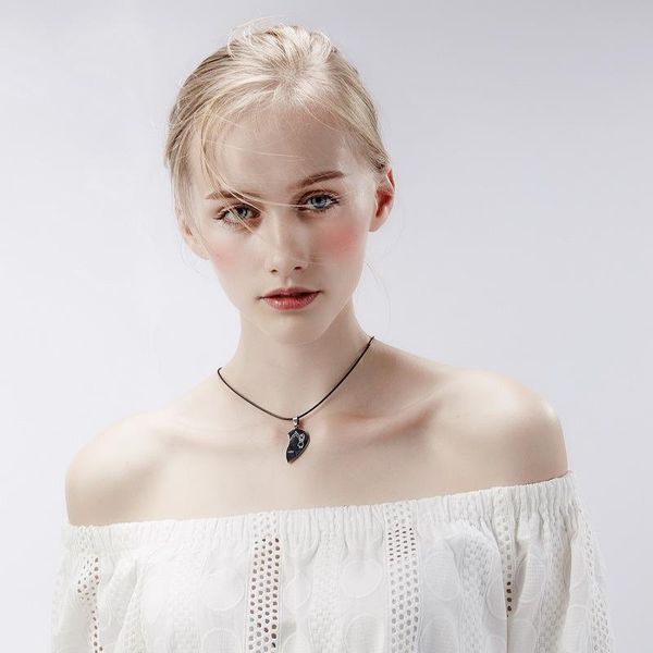 

pendant necklaces japan and south korea stainless steel necklace female 2021 fashion cat key heart-shaped two-color lettering couple, Silver