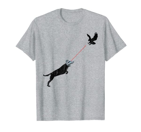

dog laser eye bird robots futuristic sci-fi cyborg t-shirt, White;black