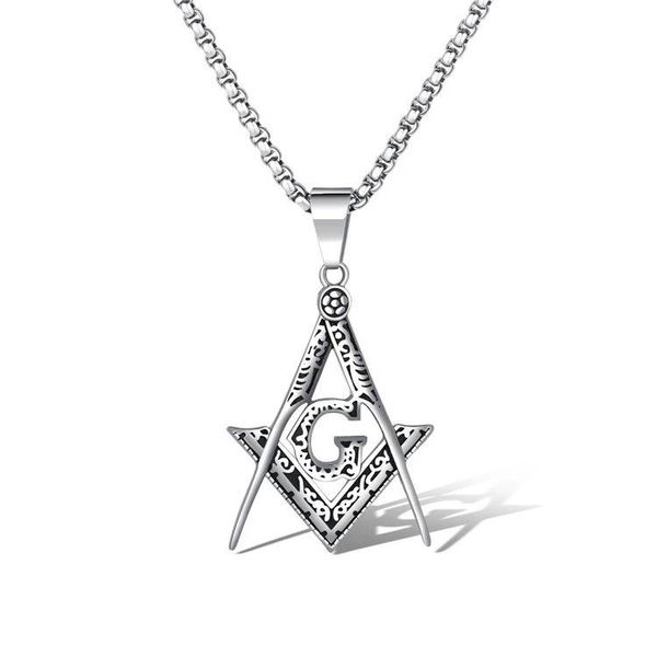 

pendant necklaces religious style jewelry men's masonic necklace stainless steel chain fashion, Silver