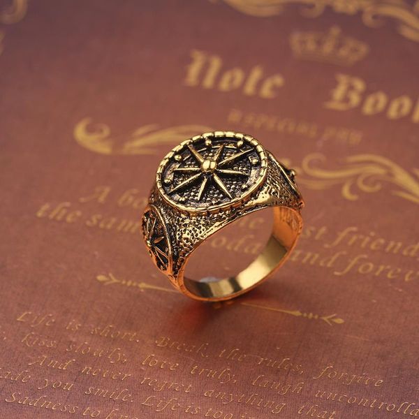 

stereoscopic retro punk exaggerated ring hip hop fashion gold colors classic men's style jewelry christmas gift cluster rings, Golden;silver