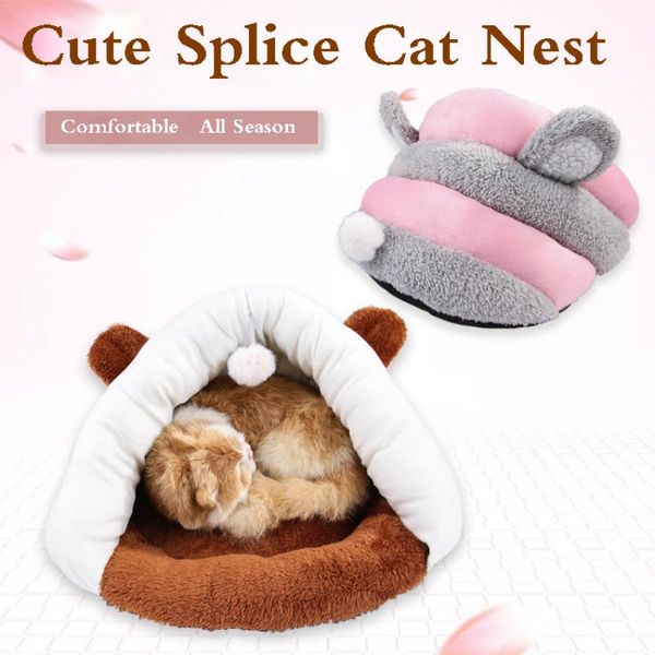 Letti per gatti Mobili Sacco a pelo caldo invernale Morbido peluche Pet Dog Bed Divano per piccolo cucciolo Canile Gattino Cave House con palla giocattolo