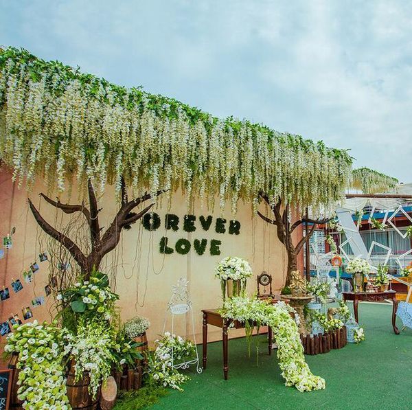 

white artificial silk wisteria garlands simulation fake flower plant vine home garden decor wedding party decoration rattan decorative