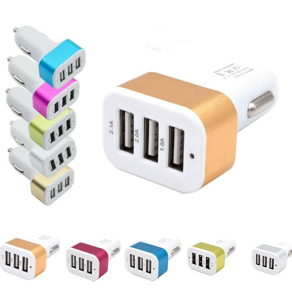 USB Car Carica caricabatteria 3 Port Phone Adapter Styling Styling Universal per iPhone Chargers Pad