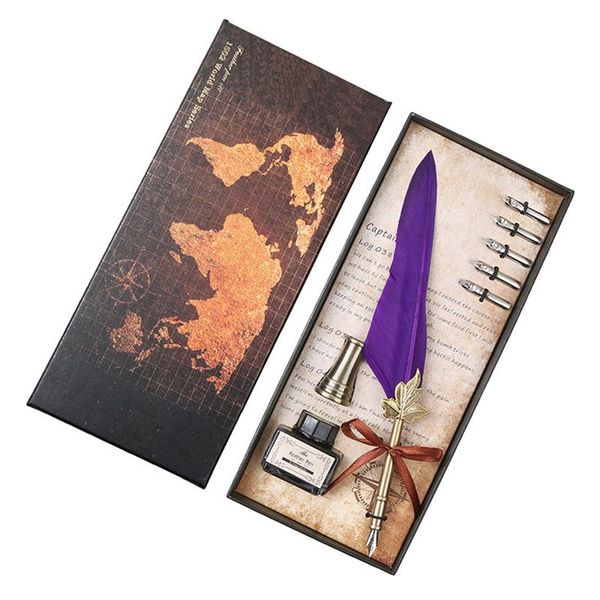 

vintage feather pen set creative business gift calligraphy fountain writing valentine's day birthday pens