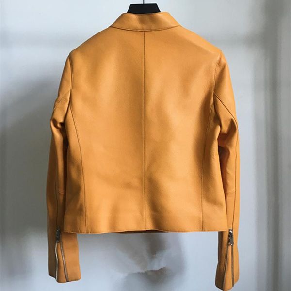 

women's leather & faux autumn 2021 winter fashion sheepskin coat female deer pattern sheep skin short motorcycle jacket, Black