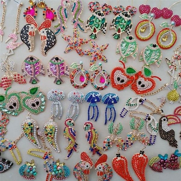 

dangle & chandelier fashionsnoops fashion multicolored crystal drop earrings women animal birds fruits maxi statement wedding party jewelry, Silver