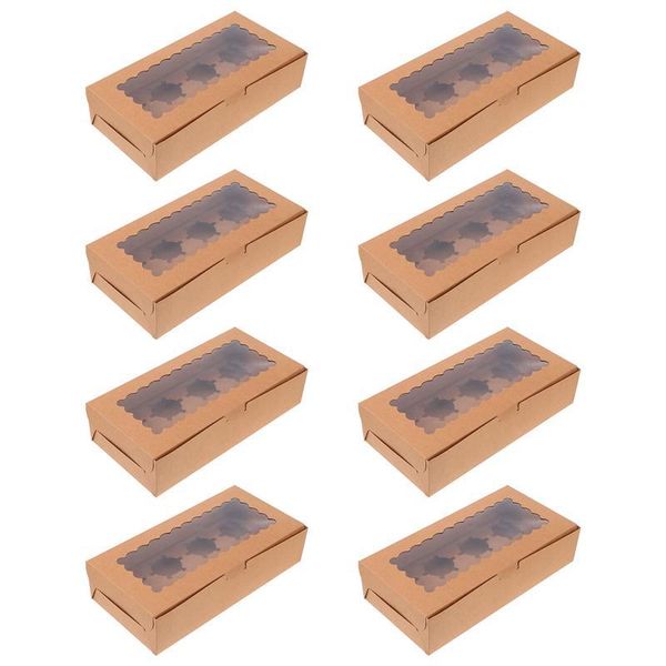

gift wrap 10pcs cake boxes dessert storage cupcake cases with clear windows
