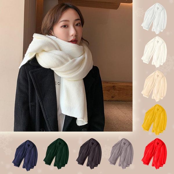 

scarves 2021 winter scarf solid classic women retro multi-purpose shawl knitted thick warm daily wear long bandana, Blue;gray