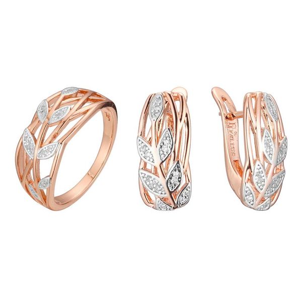 

earrings & necklace 2021 fashion jewelry sets rose 585 gold and silver color white stone set