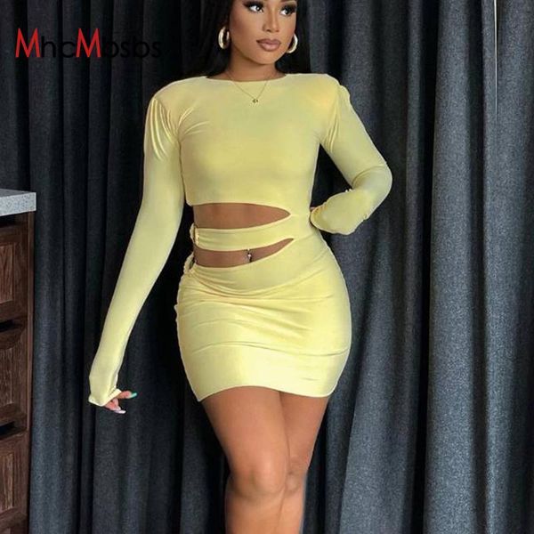 

casual dresses o neck long sleeve mini dress women cut out belt bodycon 2021 autumn party night club evening robe streetwear, Black;gray
